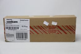 A case containing ten packs of as new Philips Sonicare W2c Optimal White brush heads (4 per pack,
