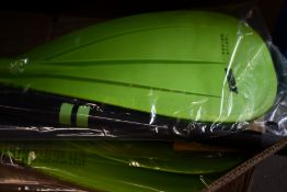 Six lime green Jobe Fusion Stick 3-piece carbon/fibreglass SUP paddles, adjustable height for paddle