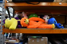 Seven Bananas sample only/prototype plush toys to include a large Area 51 Green Alien, large Pink