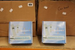 Thirty boxed as new intelligent hardware opal lever on rose door handles.