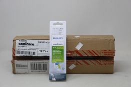 A case containing ten packs of as new Philips Sonicare W2c Optimal White brush heads (4 per pack,