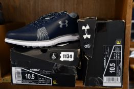 Two pairs of as new Under Armour Hovr Fade SL E golf shoes (UK 9.5).