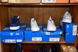 Four pairs of as new Adidas trainers; Samba Super (UK 9), Stan Smith (UK 6), Stan Smith Prime (UK 6)