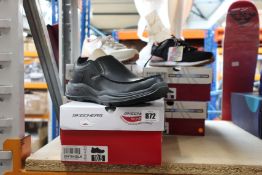 Five pairs of assorted as new Skechers footwear.