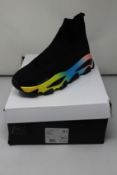 A pair of as new Kurt Geiger Lettie knit sock rainbow sneakers (EU 41).