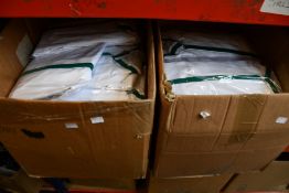 A quantity of as new Dennys London white jackets with green cuffs/detailing suitable for catering/