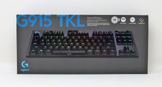 A boxed as new Logitech Gaming G915 TKL Wireless Gaming Keyboard in Black (UK layout) (Box sealed).