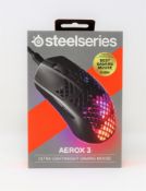 A boxed as new SteelSeries Aerox 3 Super Light Gaming Mouse in Black.