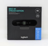 A boxed as new Logitech Brio 4K Stream Edition Webcam (Box sealed).