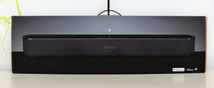 A boxed as new Sonos Beam (2nd Gen) Compact Smart Sound Bar in Black (M/N: BEAM1UK1BLK) (Box
