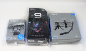 A boxed as new GoPro HERO9 Black 5K UHD Action Camera, a boxed as new GoPro HERO9 Productive Housing