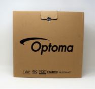 A boxed as new Optoma UHD42 4K 3400 Lumen Projector (P/N: E1P0A41WE1Z1) (Box sealed, slight damage
