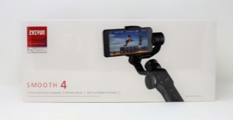 A boxed as new Zhiyun Smooth 4 3-Axis Handheld Gimbal Stabilizer for Smartphones (Box sealed).