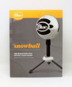 A boxed as new Logitech Blue Snowball USB Microphone (P/N: 988-000175) (Box sealed).