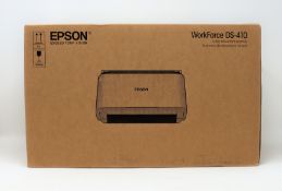 A boxed as new Epson Workforce DS-410 Colour Document Scanner (P/N: B11B249401) (Box sealed, some