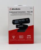 A boxed as new AVerMedia PW315 1080p Wide Angle Webcam (Box sealed).