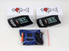 Two boxed as new L&B Viso 2+ Digital Skydiving Altimeters and an as new Viso Elastic Wrist Mount (