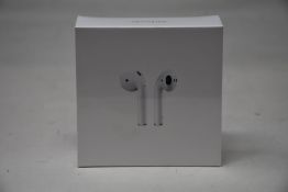 A boxed as new pair of Apple AirPods 2nd Gen with Charging Case (M/N: MV7N2ZM/A A2032/A2031/
