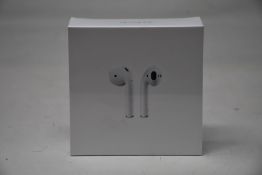 A boxed as new pair of Apple AirPods 2nd Gen with Charging Case (M/N: MV7N2ZM/A A2032/A2031/