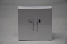 A boxed as new pair of Apple AirPods 2nd Gen with Charging Case (M/N: MV7N2ZM/A A2032/A2031/