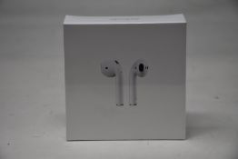 A boxed as new pair of Apple AirPods 2nd Gen with Charging Case (M/N: MV7N2ZM/A A2032/A2031/