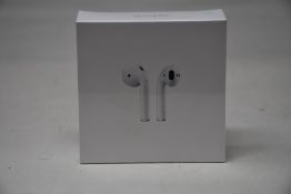 A boxed as new pair of Apple AirPods 2nd Gen with Charging Case (M/N: MV7N2ZM/A A2032/A2031/