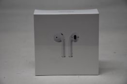 A boxed as new pair of Apple AirPods 2nd Gen with Charging Case (M/N: MV7N2ZM/A A2032/A2031/