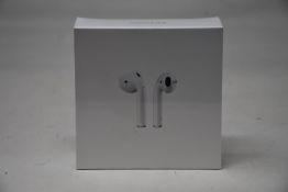 A boxed as new pair of Apple AirPods 2nd Gen with Charging Case (M/N: MV7N2ZM/A A2032/A2031/