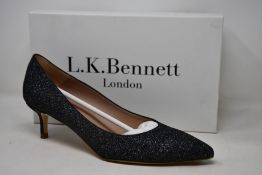 A pair of as new L.K.Bennett Audrey kitten heels in grey fine glitter (EU 41).