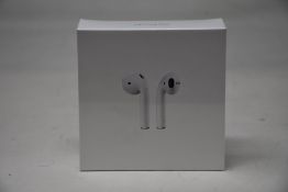 A boxed as new pair of Apple AirPods 2nd Gen with Charging Case (M/N: MV7N2ZM/A A2032/A2031/