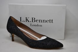 A pair of as new L.K.Bennett Audrey kitten heels in grey fine glitter (EU 40).