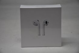 A boxed as new pair of Apple AirPods 2nd Gen with Charging Case (M/N: MV7N2ZM/A A2032/A2031/