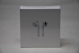 A boxed as new pair of Apple AirPods 2nd Gen with Charging Case (M/N: MV7N2ZM/A A2032/A2031/
