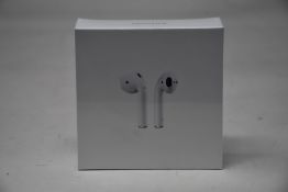 A boxed as new pair of Apple AirPods 2nd Gen with Charging Case (M/N: MV7N2ZM/A A2032/A2031/