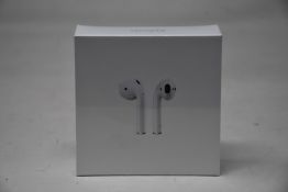 A boxed as new pair of Apple AirPods 2nd Gen with Charging Case (M/N: MV7N2ZM/A A2032/A2031/