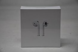 A boxed as new pair of Apple AirPods 2nd Gen with Charging Case (M/N: MV7N2ZM/A A2032/A2031/