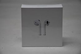 A boxed as new pair of Apple AirPods 2nd Gen with Charging Case (M/N: MV7N2ZM/A A2032/A2031/