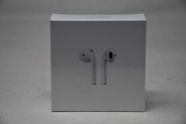 A boxed as new pair of Apple AirPods 2nd Gen with Charging Case (M/N: MV7N2ZM/A A2032/A2031/