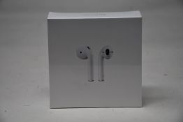 A boxed as new pair of Apple AirPods 2nd Gen with Charging Case (M/N: MV7N2ZM/A A2032/A2031/