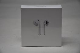 A boxed as new pair of Apple AirPods 2nd Gen with Charging Case (M/N: MV7N2ZM/A A2032/A2031/