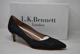 A pair of as new L.K.Bennett Audrey kitten heels in grey fine glitter (EU 42).