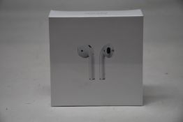A boxed as new pair of Apple AirPods 2nd Gen with Charging Case (M/N: MV7N2ZM/A A2032/A2031/
