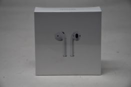 A boxed as new pair of Apple AirPods 2nd Gen with Charging Case (M/N: MV7N2ZM/A A2032/A2031/