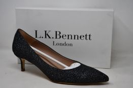 A pair of as new L.K.Bennett Audrey kitten heels in grey fine glitter (EU 41).