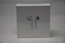A boxed as new pair of Apple AirPods 2nd Gen with Charging Case (M/N: MV7N2ZM/A A2032/A2031/