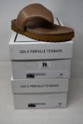 Two pairs of as new Gia x Pernille Teisbaek padded leather thong sandals in nude brown (EU 36/EU