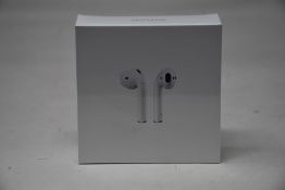 A boxed as new pair of Apple AirPods 2nd Gen with Charging Case (M/N: MV7N2ZM/A A2032/A2031/