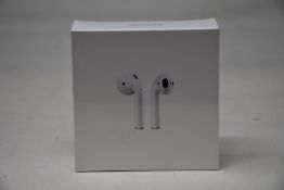 A boxed as new pair of Apple AirPods 2nd Gen with Charging Case (M/N: MV7N2ZM/A A2032/A2031/