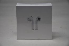A boxed as new pair of Apple AirPods 2nd Gen with Charging Case (M/N: MV7N2ZM/A A2032/A2031/
