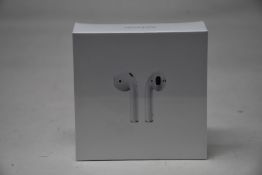 A boxed as new pair of Apple AirPods 2nd Gen with Charging Case (M/N: MV7N2ZM/A A2032/A2031/